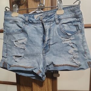 Distressed Denim Shorts